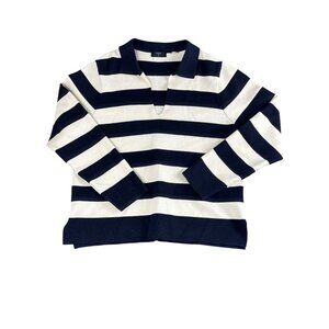 Tahari Womens Striped Pullover Sweater XL Nautical Preppy Yacht Club Inspired